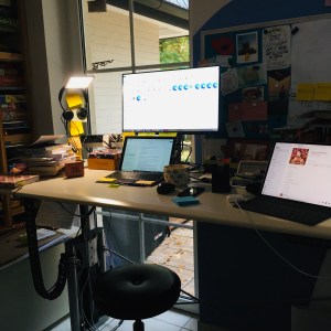 Aquí puedes ver el escritorio y su desorden de la escritora federica miross.