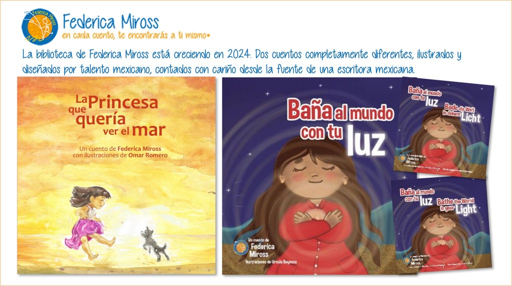 Federica Miross ha publicado en 2023 su segundo libro, un suspiro de una madre a sus hijos. 
Además de su libro La princesa que quería ver el mar.